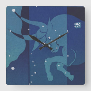 Horloge Carrée Taurus Bull Constellation Astrologie Zodiaque Vint