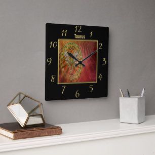 Horloge Carrée Taurus Zodiac Astrologie conception Horoscope