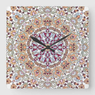 Horloge Carrée Tazhib decorado del arte persa, mandala persa
