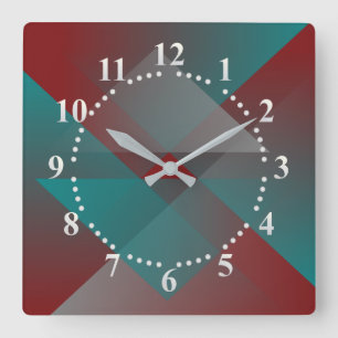 Horloge Carrée Teal burgundy shades