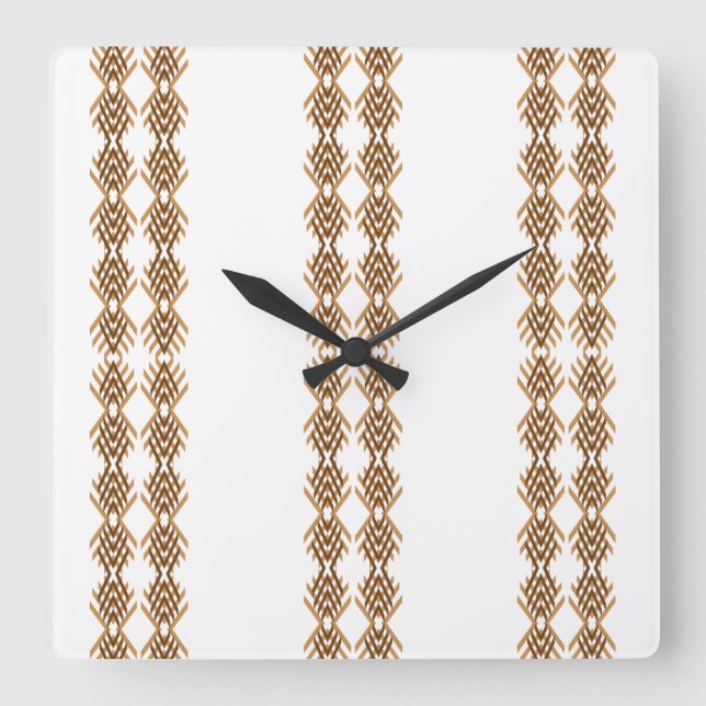 Horloge Carrée Tebeb Geometric Weave – Ethiopian Tribal Pattern (Recto)
