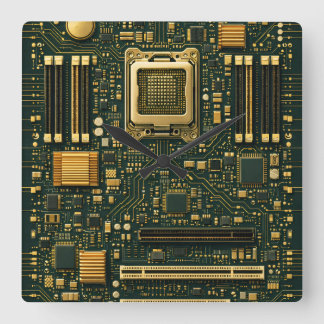 Horloge Carrée Tech Motherboard Dial
