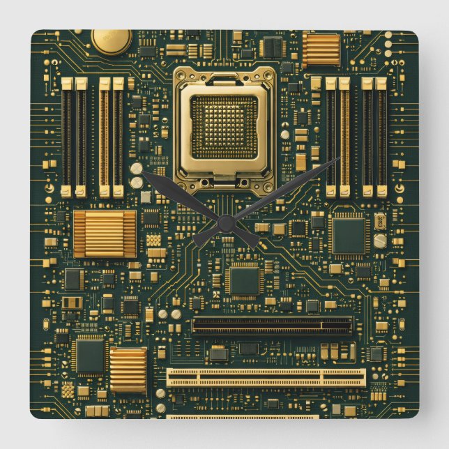 Horloge Carrée Tech Motherboard Dial  (Recto)
