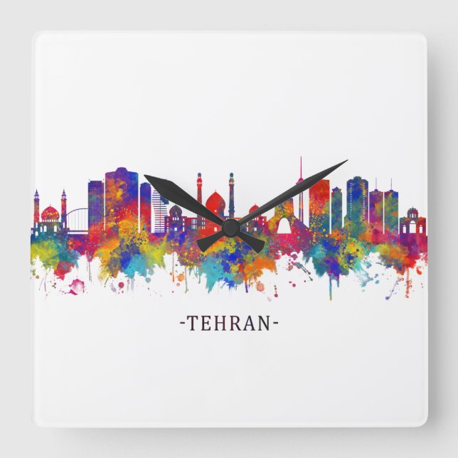 Horloge Carrée Téhéran Iran Skyline (Recto)
