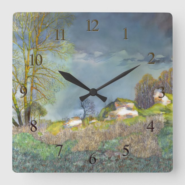 Horloge Carrée Tempête printanière (Recto)