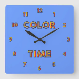 Horloge Carrée Temps de couleur mignon et coloré
