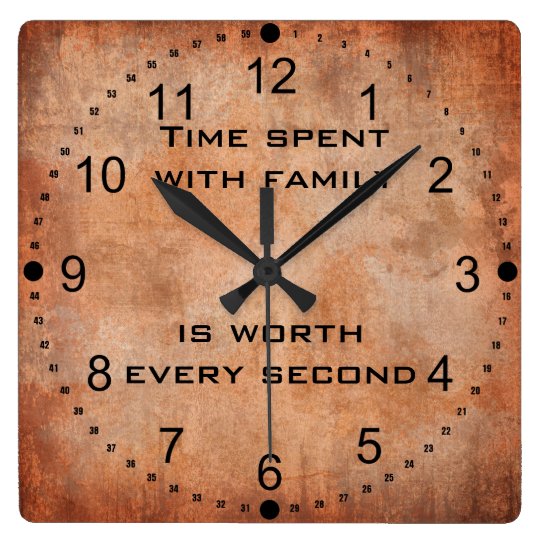 Horloge Carree Temps Passe Avec L Horloge De Citation De Famille Zazzle Ca