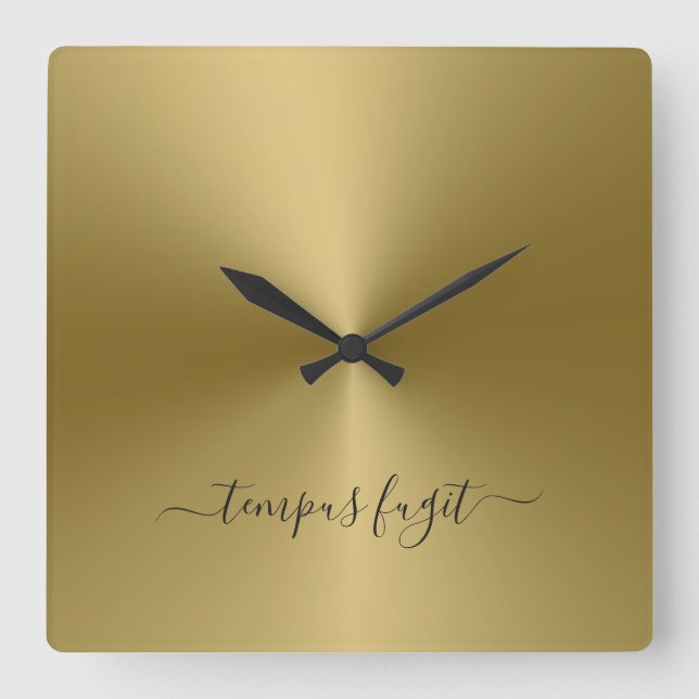 Horloge Carrée Tempus Fugit Antique Gold Style Métallurgique Acry (Recto)