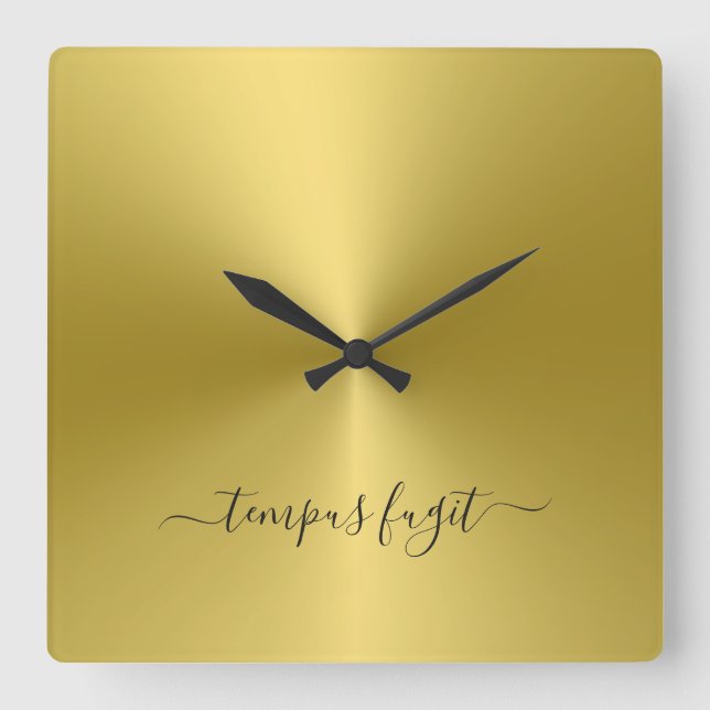 Horloge Carrée Tempus Fugit Yellow Gold Metallic Style acrylique (Recto)
