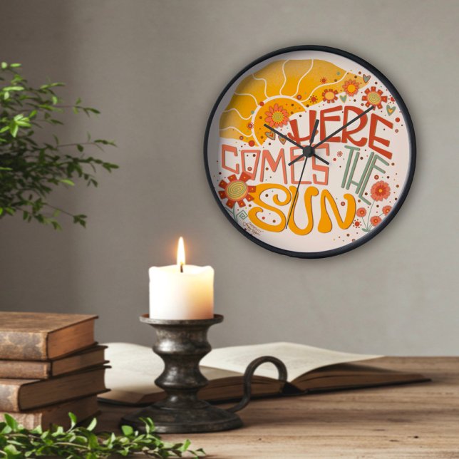 Horloge Carrée Tendance Ici vient le Sun Cote Inspirivity Clock (Créateur téléchargé)