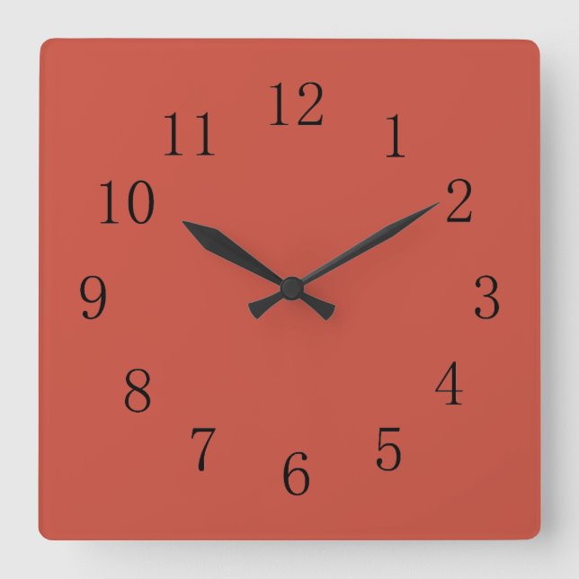 Horloge Carrée Terra Cotta Red Earth Tone (Recto)