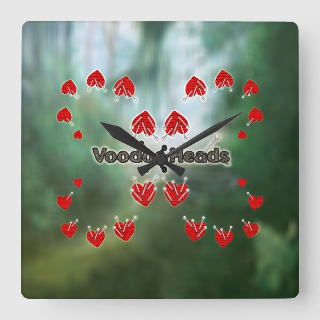 Horloge Carrée Têtes vaudou ~ Marais (Recto)
