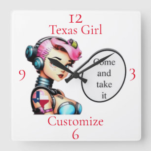 Horloge Carrée Texas Girl Thunder_Cove