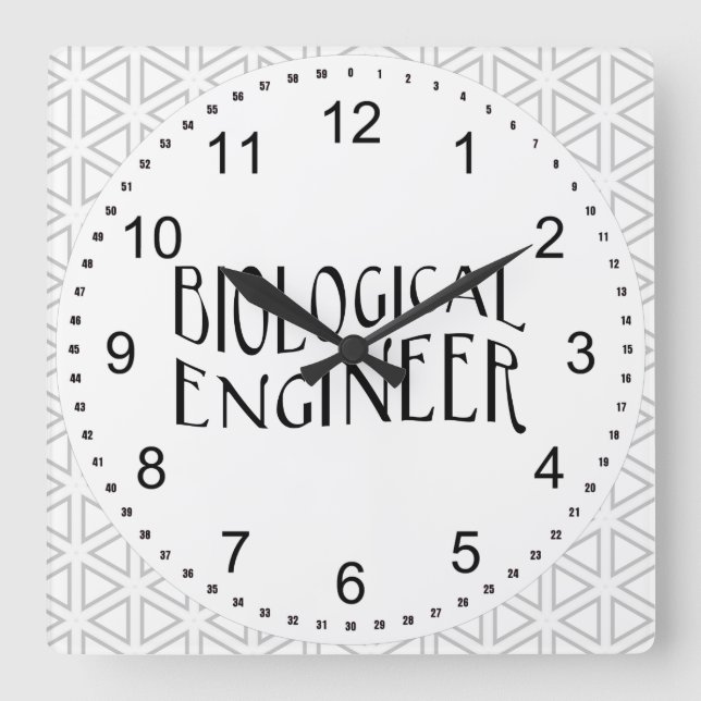 Horloge Carrée Texte de l'ingénieur biologique (Recto)