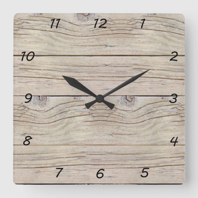 Horloge Carrée Texture Arrière - plan de bois de chauffe (Recto)