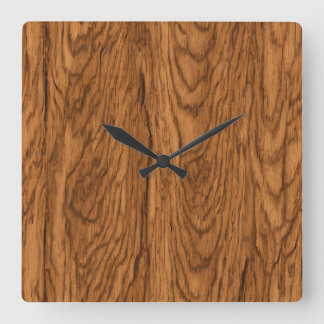 Horloge Carrée Texture de chêne rustique