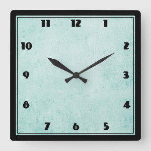 Horloge Carrée Texture de papier Vintage vert à la menthe