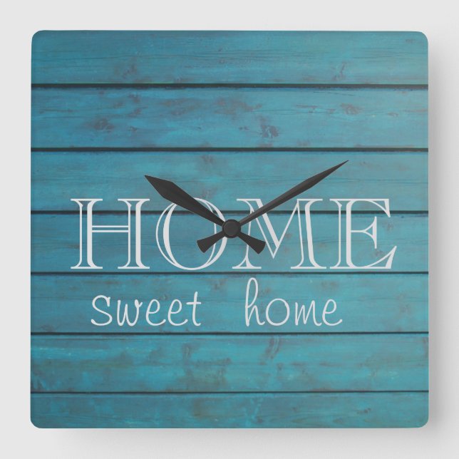 Horloge Carrée Texture en bois adorable, Home Sweet Home (Recto)