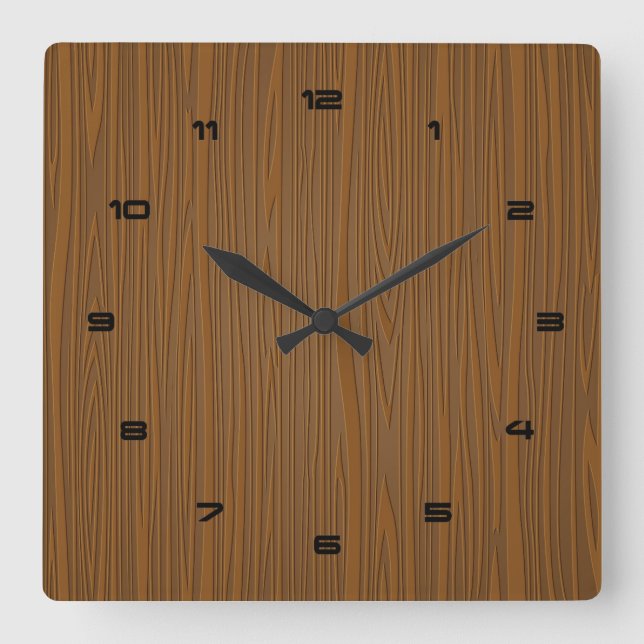Horloge Carrée Texture en bois de regard de Faux Brown (Recto)
