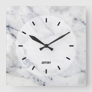 Horloge Carrée Texture en faux marbre gris