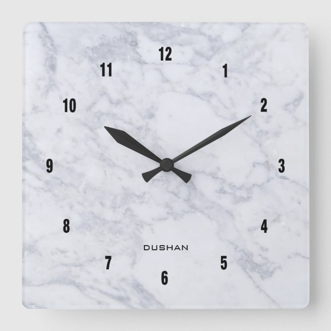 Horloge Carrée Texture Marbre blanc (Recto)