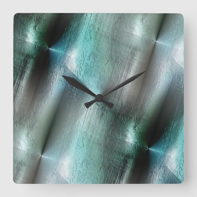 Horloge Carrée Texture rocheuse gris cyan souple avec détails num (Recto)