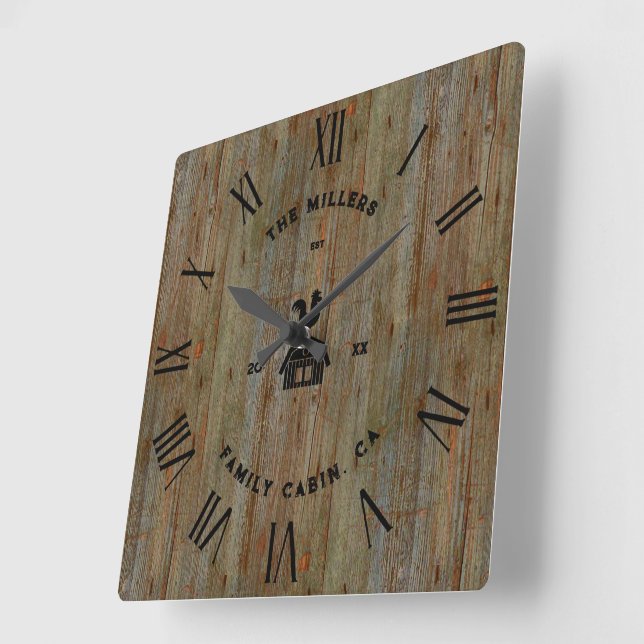 Horloge Carrée Texture rustique en bois Numéros romains Maison de (Angle)