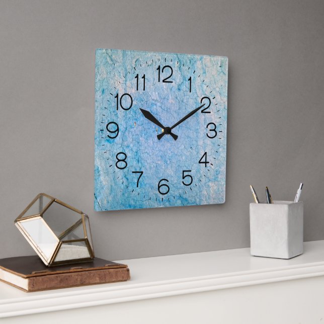 Horloge Carrée Texture turquoise détenue (Bureau)