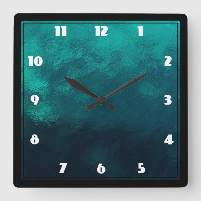 Horloge Carrée Texture verte en verre dépoli (Recto)
