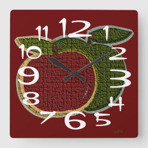 Horloge Carrée Textured Apples