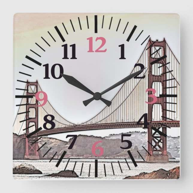 Horloge Carrée The Golden Gate Bridge - San Francisco, CA (rose) (Recto)