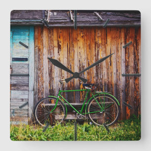 Horloge Carrée The Green Bicycle 1 Wall Clocks