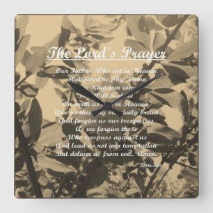 Horloge Carrée The Lords Prayer Vintage Square Wall Clock