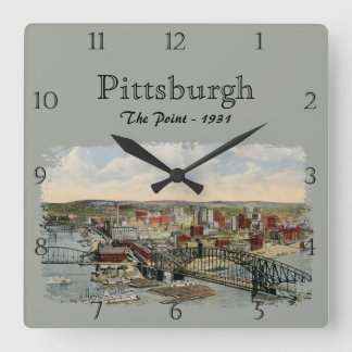 Horloge Carrée The Pittsburgh Point 1931 Custom Square Wall Clock