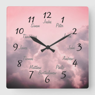 Horloge Carrée The Twelve Disciples of Jesus Square Wall Clock