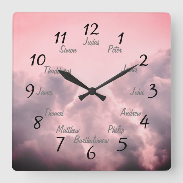 Horloge Carrée The Twelve Disciples of Jesus Square Wall Clock (Recto)