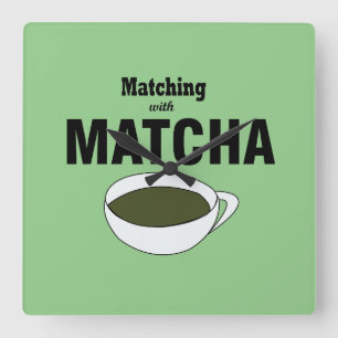 Horloge Carrée Thé vert Matcha