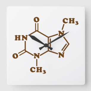 Horloge Carrée Théobromine au chocolat Formule chimique moléculai