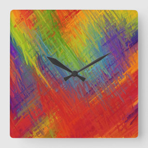 Horloge Carrée Théorie abstraite Rétro Colorful 18