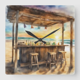 Horloge Carrée Tiki Bar 1 -