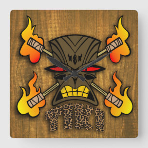 Horloge Carrée Tiki Kustom
