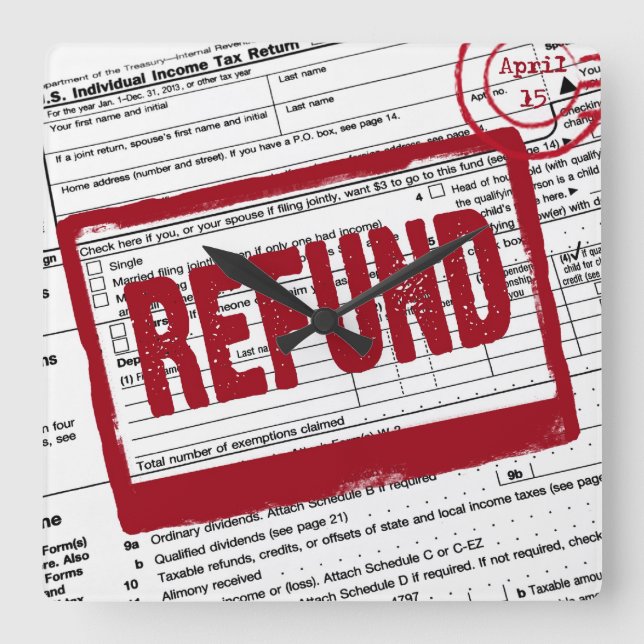 Horloge Carrée timbre de remboursement sur le formulaire d'impôt  (Recto)