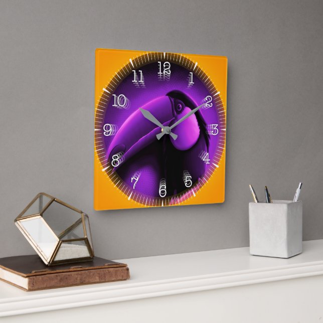 Horloge Carrée Time and illustrated art on your wall. (Bureau)