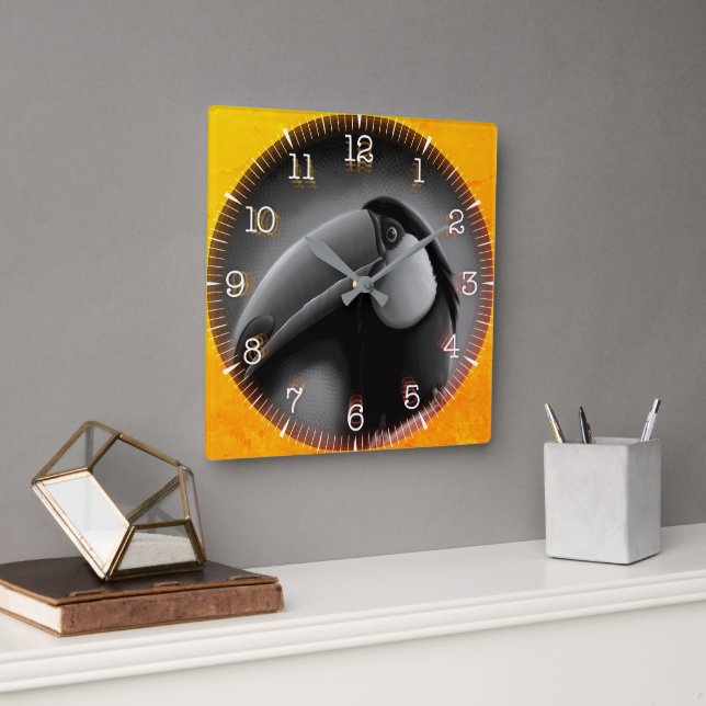 Horloge Carrée Time and illustrated art on your wall. (Bureau)