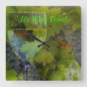 Horloge Carrée Time for Wine ? Clock de Humorous Wine Lover