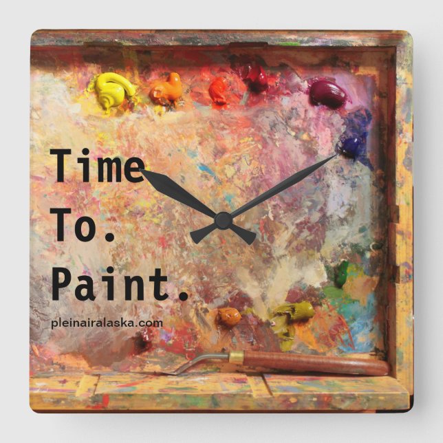 Horloge Carrée Time To Paint Artist Palette Studio Wall Clock (Recto)