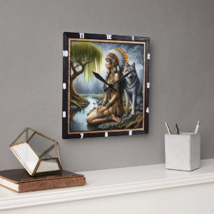 Horloge Carrée Timekeeper indien : Wolf et Maiden's Glade