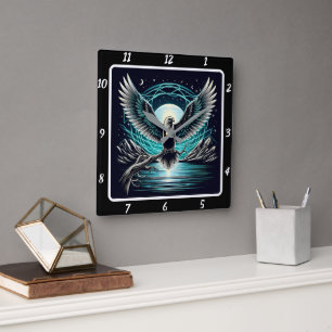 Horloge Carrée Timekeeper Neon Eagle Horizon