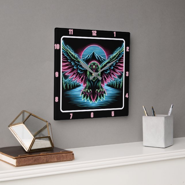 Horloge Carrée Timepiece Lumineuse de faucon tonnerre (Bureau)