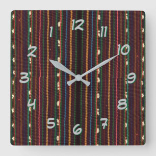 Horloge Carrée Tissage d'Inka - tournez de retour le temps